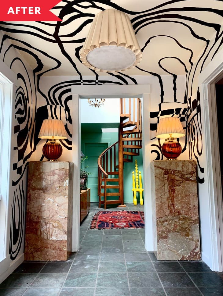 Bold Entryway Makeover with a DIY Painted Mural Apartment Therapy